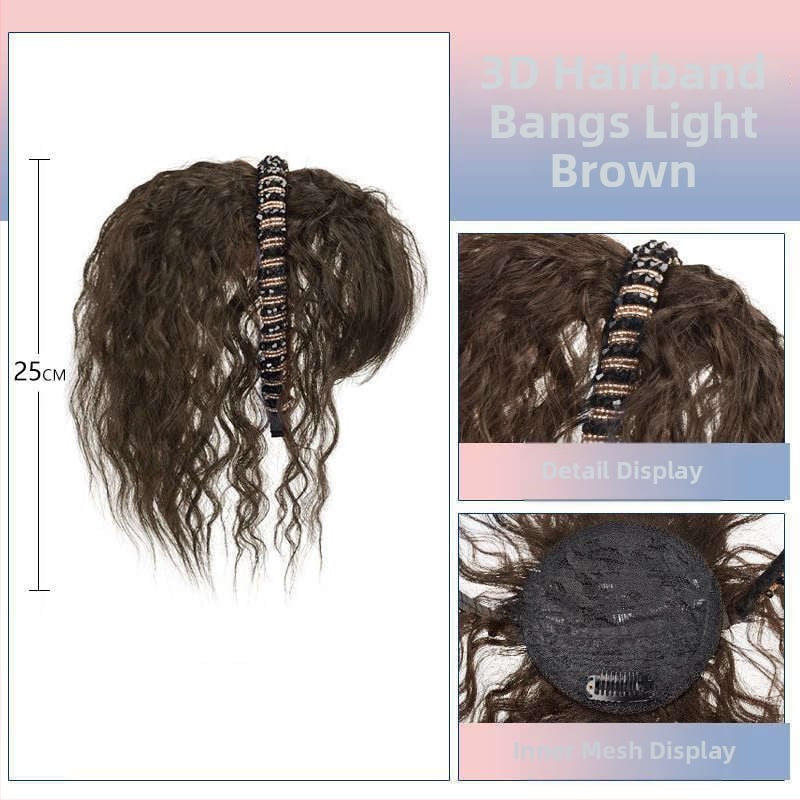 Păr pentru femei cu bandă din strasuri, fringă integrată și bucle spiralate, fir termorezistent, fără vopsire sau perma, acoperă firele albe și oferă volum