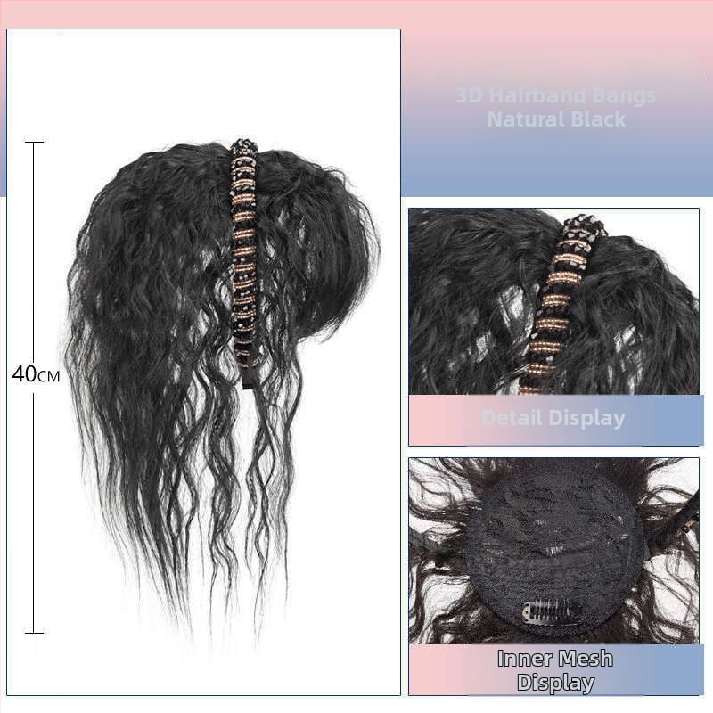 Păr pentru femei cu bandă din strasuri, fringă integrată și bucle spiralate, fir termorezistent, fără vopsire sau perma, acoperă firele albe și oferă volum