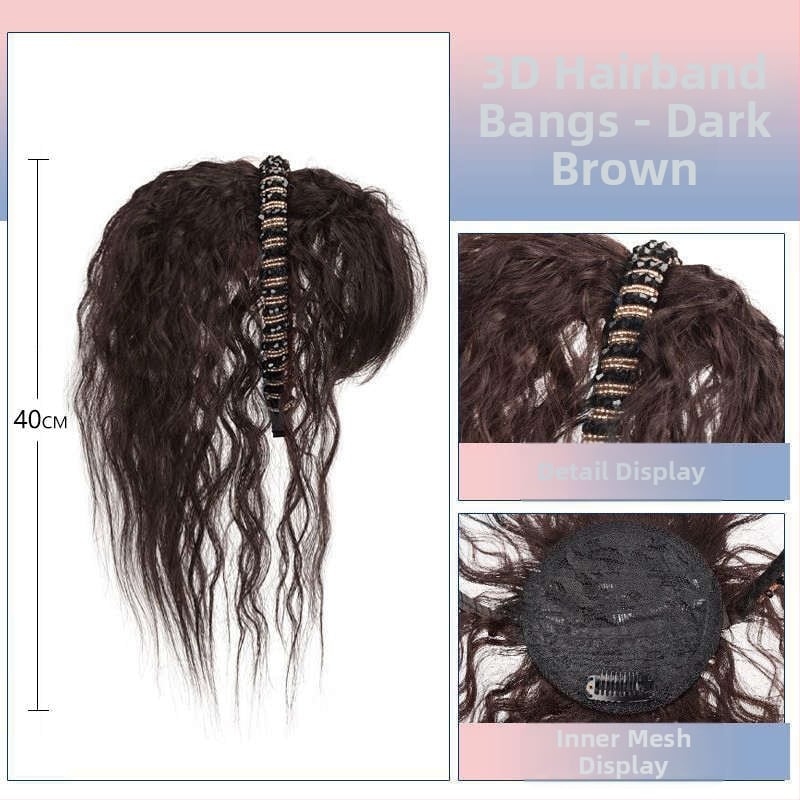 Păr pentru femei cu bandă din strasuri, fringă integrată și bucle spiralate, fir termorezistent, fără vopsire sau perma, acoperă firele albe și oferă volum