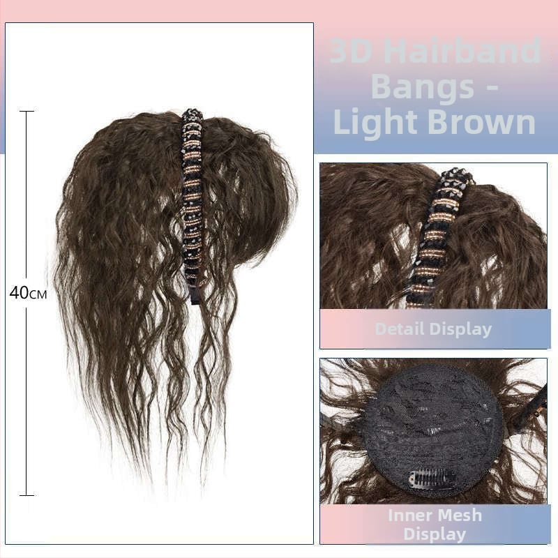 Păr pentru femei cu bandă din strasuri, fringă integrată și bucle spiralate, fir termorezistent, fără vopsire sau perma, acoperă firele albe și oferă volum