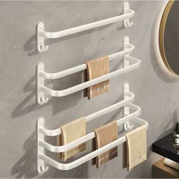 Прът за кърпи от Space Aluminum, без пробиване за баня, единичен прът, товар 5 кг, покритие Baking Paint