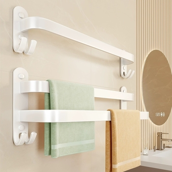 Прът за кърпи от Space Aluminum, без пробиване за баня, единичен прът, товар 5 кг, покритие Baking Paint