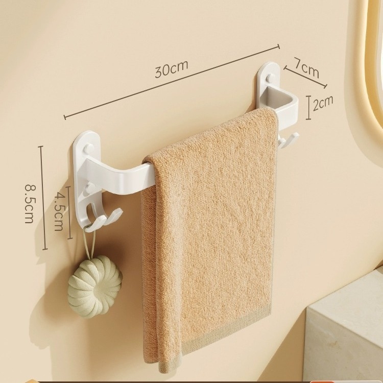 Прът за кърпи от Space Aluminum, без пробиване за баня, единичен прът, товар 5 кг, покритие Baking Paint