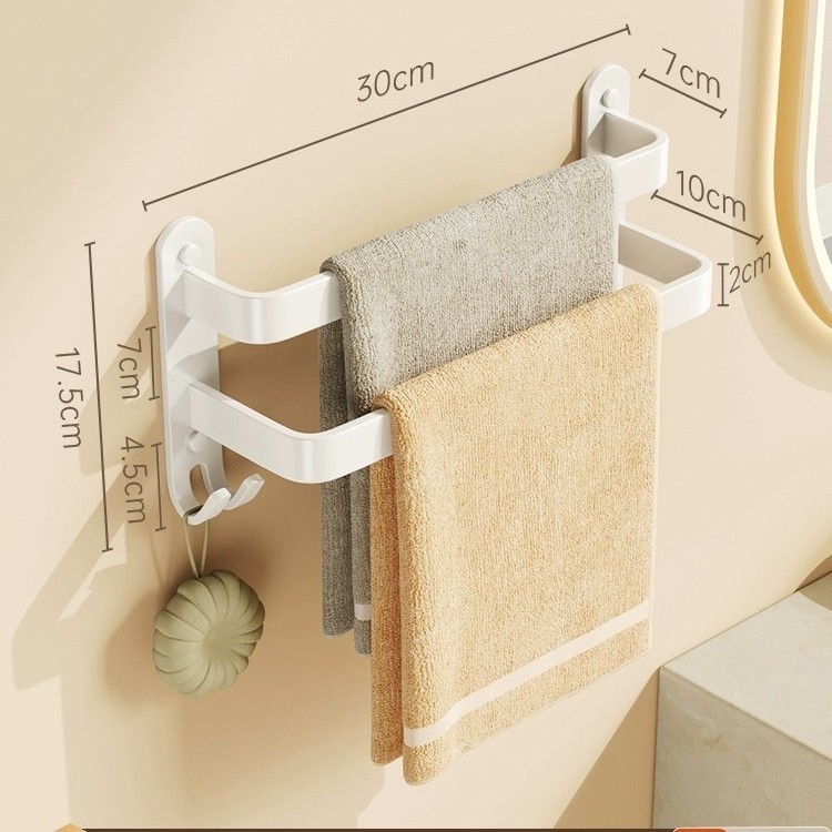 Прът за кърпи от Space Aluminum, без пробиване за баня, единичен прът, товар 5 кг, покритие Baking Paint