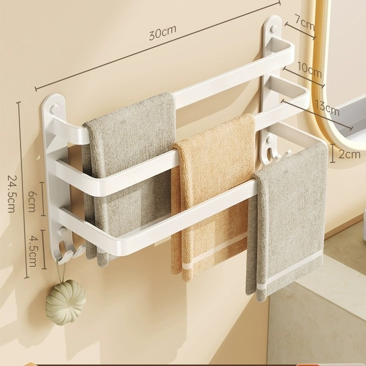 Прът за кърпи от Space Aluminum, без пробиване за баня, единичен прът, товар 5 кг, покритие Baking Paint