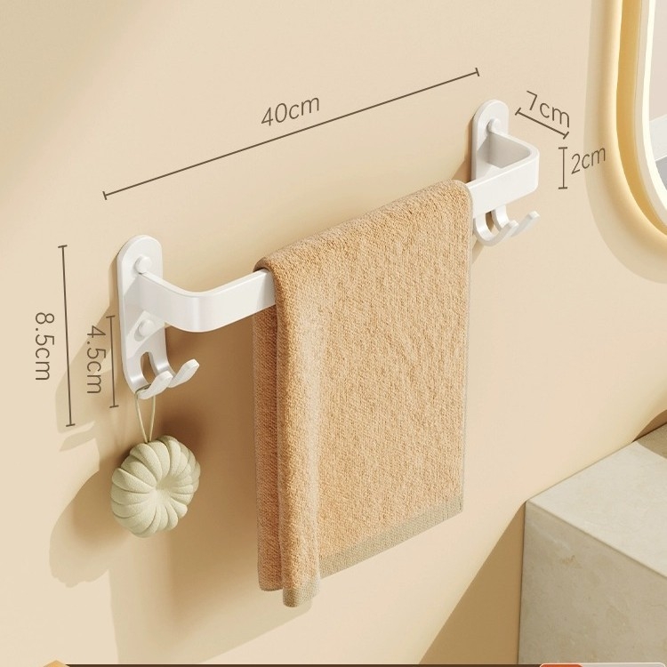 Прът за кърпи от Space Aluminum, без пробиване за баня, единичен прът, товар 5 кг, покритие Baking Paint