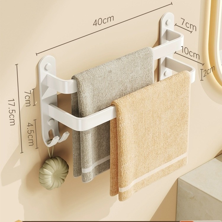 Прът за кърпи от Space Aluminum, без пробиване за баня, единичен прът, товар 5 кг, покритие Baking Paint