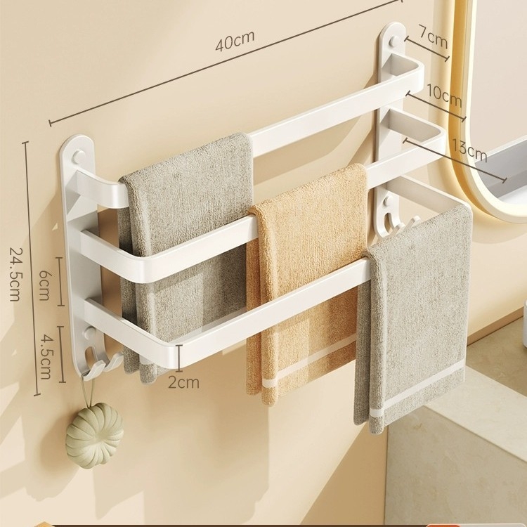 Прът за кърпи от Space Aluminum, без пробиване за баня, единичен прът, товар 5 кг, покритие Baking Paint