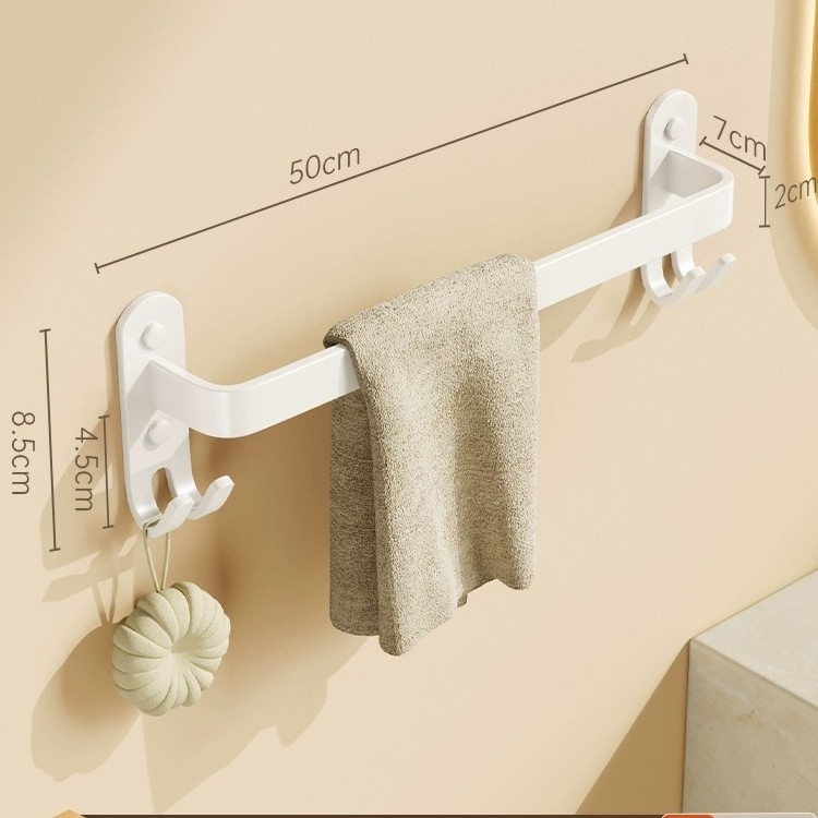 Прът за кърпи от Space Aluminum, без пробиване за баня, единичен прът, товар 5 кг, покритие Baking Paint