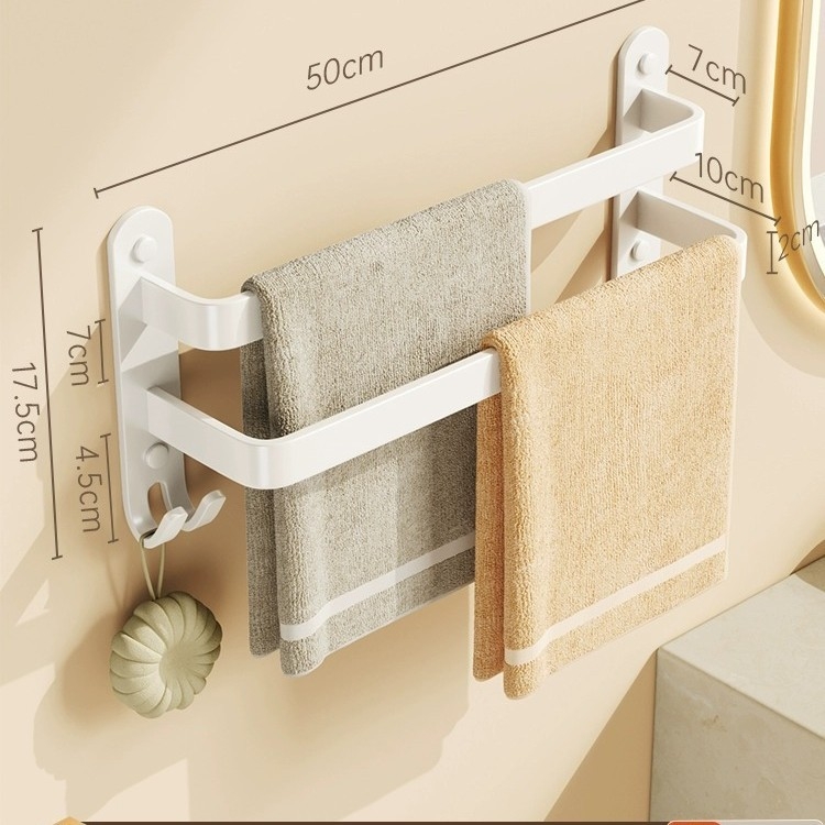 Прът за кърпи от Space Aluminum, без пробиване за баня, единичен прът, товар 5 кг, покритие Baking Paint