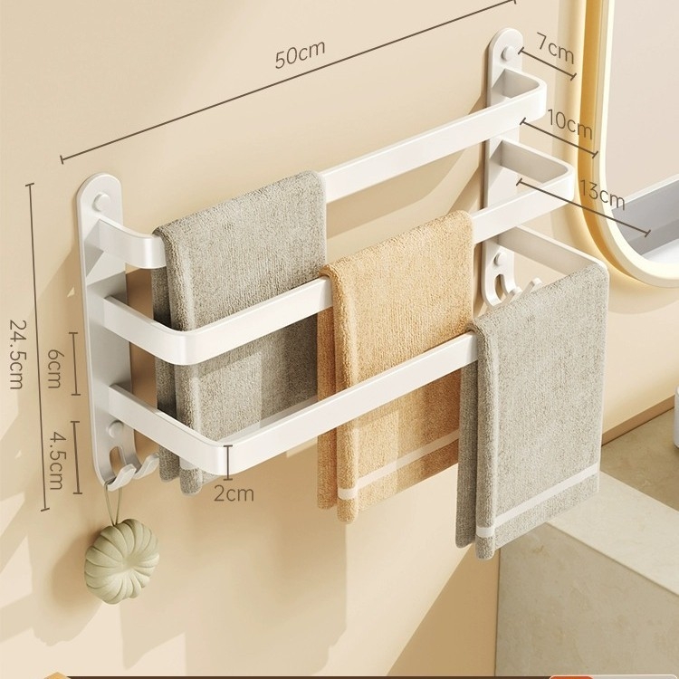 Прът за кърпи от Space Aluminum, без пробиване за баня, единичен прът, товар 5 кг, покритие Baking Paint