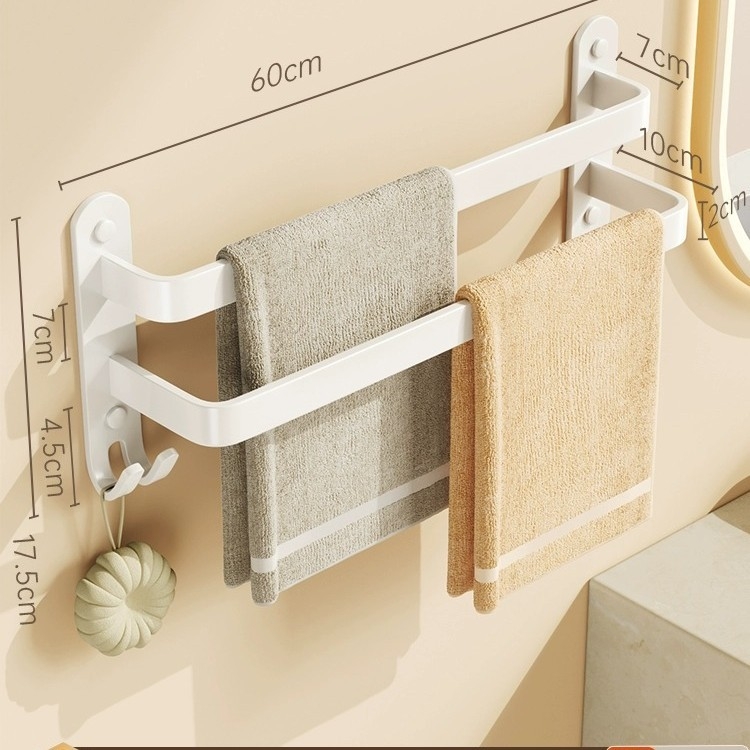 Прът за кърпи от Space Aluminum, без пробиване за баня, единичен прът, товар 5 кг, покритие Baking Paint