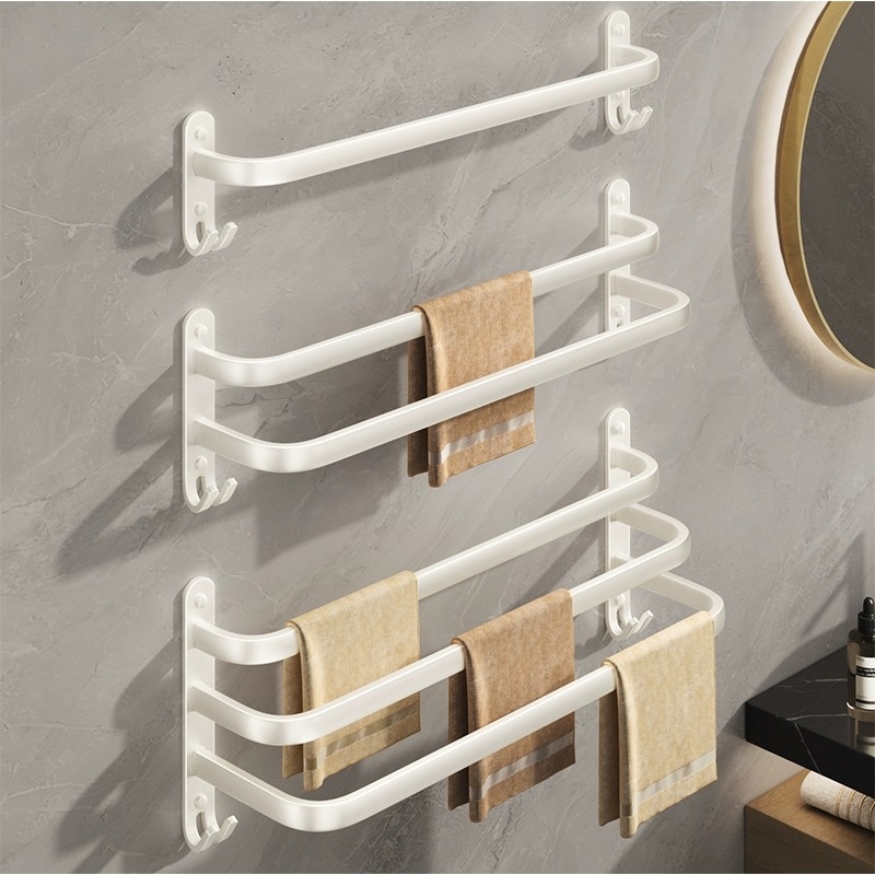 Прът за кърпи от Space Aluminum, без пробиване за баня, единичен прът, товар 5 кг, покритие Baking Paint