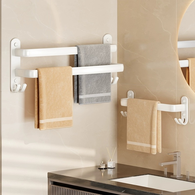 Прът за кърпи от Space Aluminum, без пробиване за баня, единичен прът, товар 5 кг, покритие Baking Paint