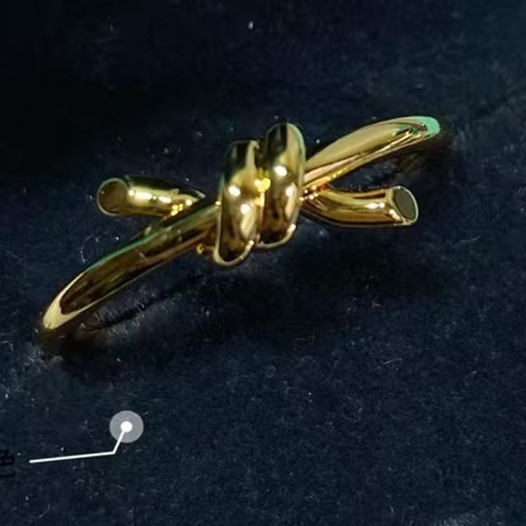 Prsten — mašna čvor dizajn, 925 srebro, marka T family knot ring, za žene, lagani luksuz stil, precizna obrada