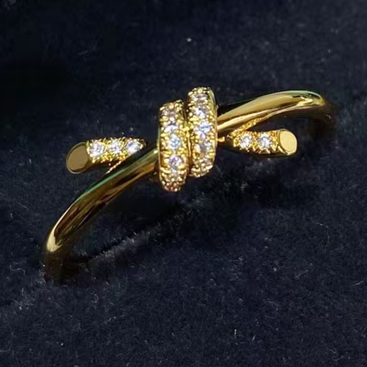 Prsten — mašna čvor dizajn, 925 srebro, marka T family knot ring, za žene, lagani luksuz stil, precizna obrada