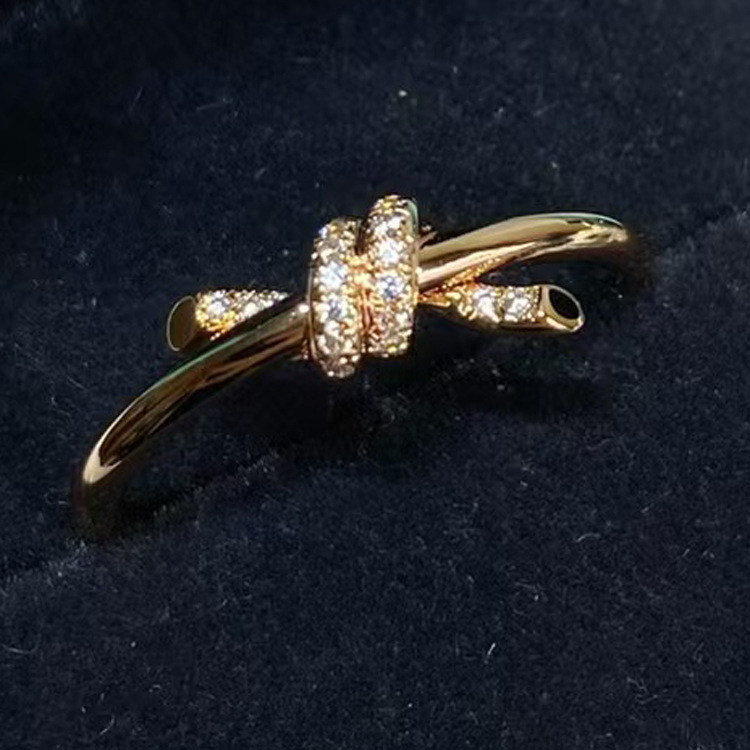 Prsten — mašna čvor dizajn, 925 srebro, marka T family knot ring, za žene, lagani luksuz stil, precizna obrada