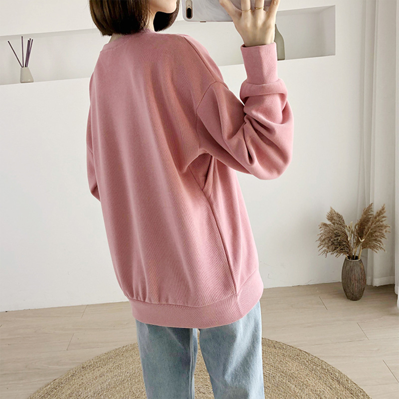 Pulover de alăptare, 95% bumbac, mâneci lungi, guler rotund, deschidere pentru alăptat, stil japonez-coreean, primăvara 2025