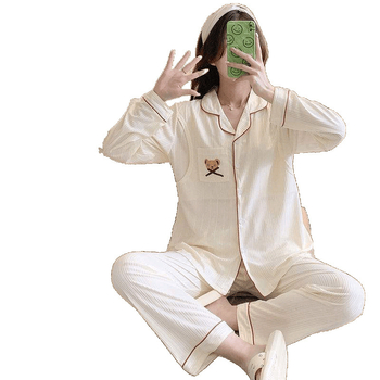 Μαιευτικό νυχτικό για γαλουχία και ύπνο – καλοκαιρινό ελαφρύ στυλ, TR ύφασμα, PVC 90–95%, μανίκια 3/4, POLO γιακάς, κινεζικό στυλ