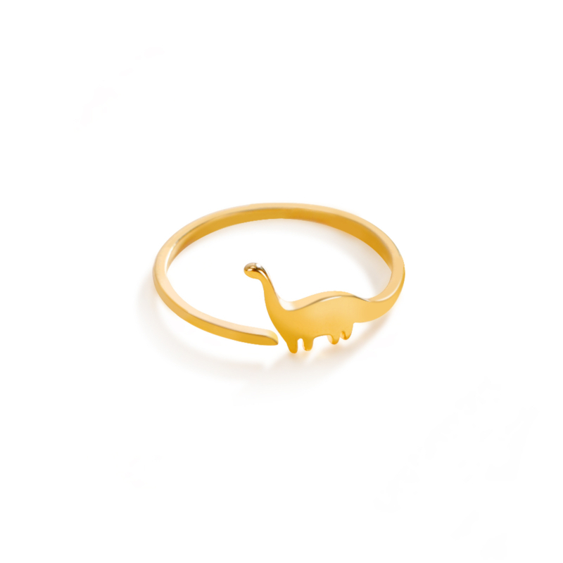 Unisex prsten s dinosaurom od titan čelika, podesivi otvoreni dizajn