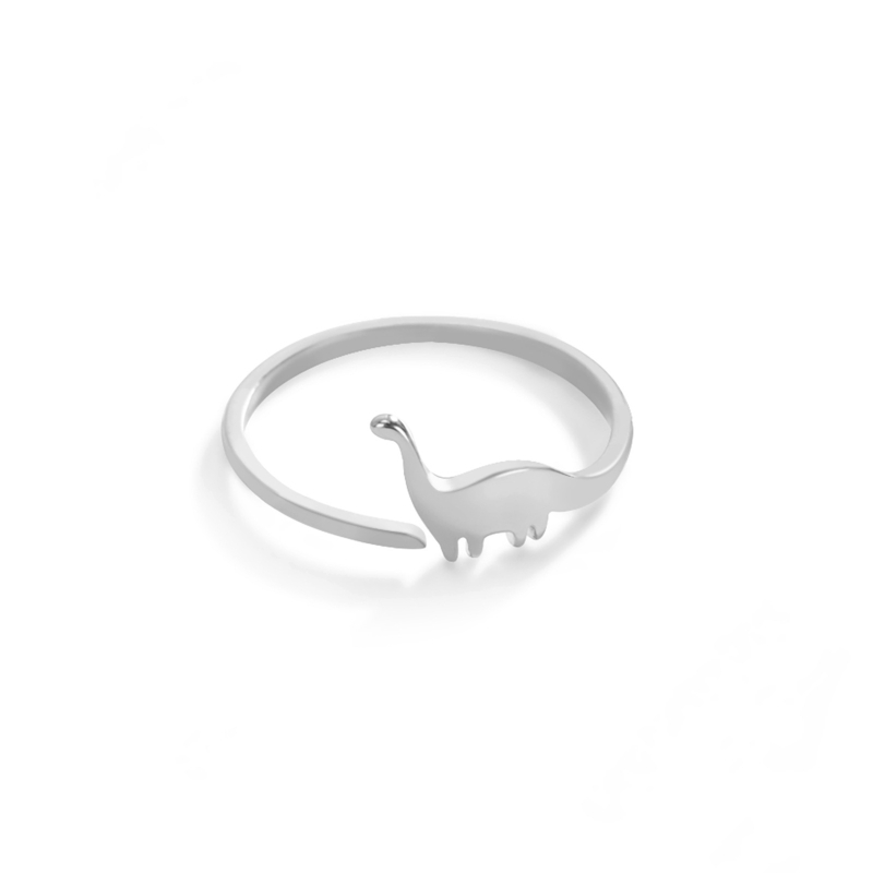 Unisex prsten s dinosaurom od titan čelika, podesivi otvoreni dizajn