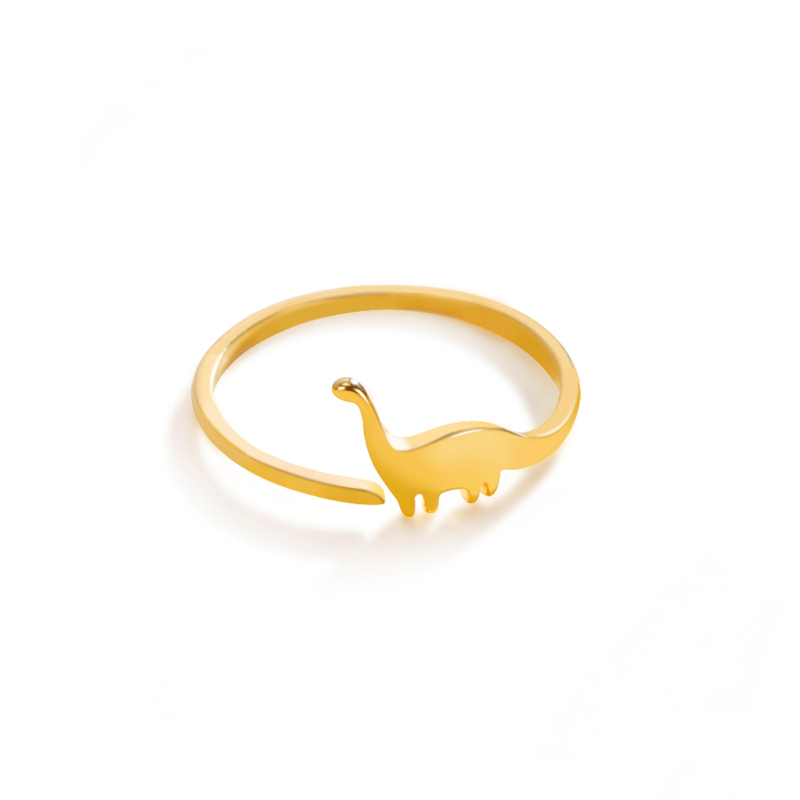 Unisex prsten s dinosaurom od titan čelika, podesivi otvoreni dizajn