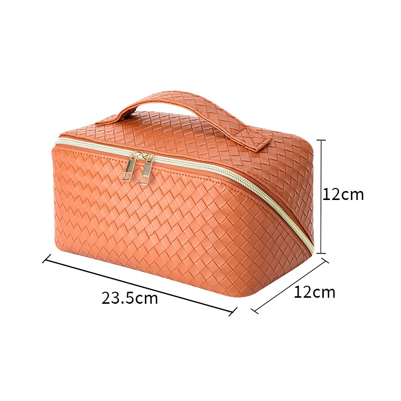 Чанта за козметични четки и козметика с голям капацитет, водоустойчива, PU кожа, райета, унисекс