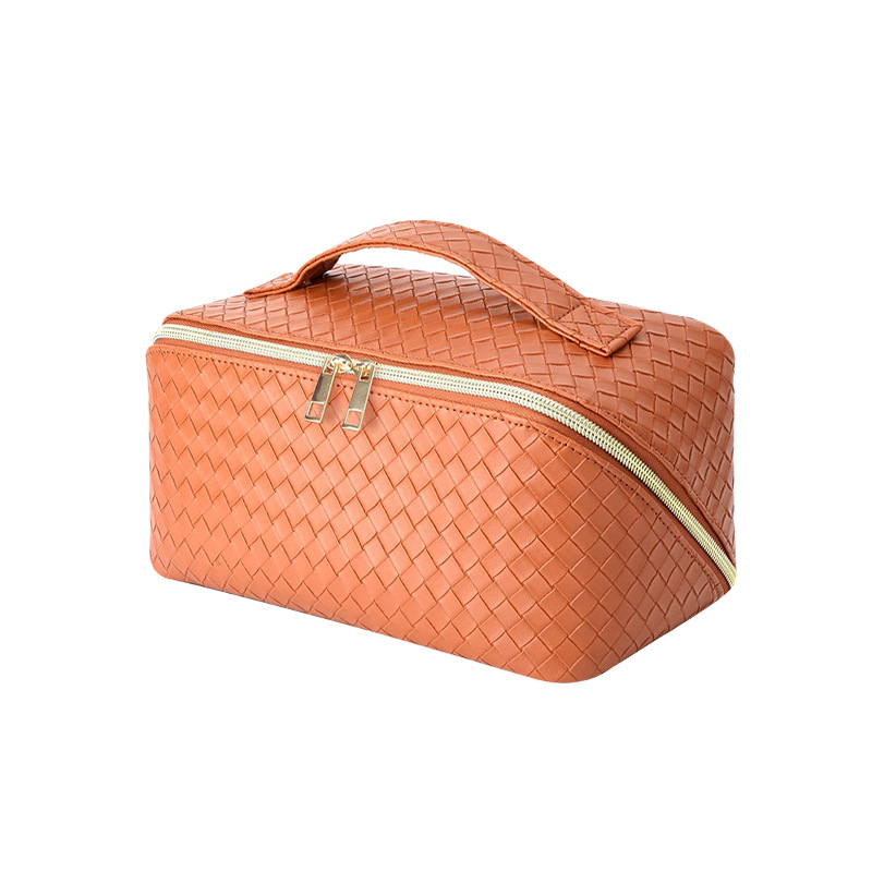 Чанта за козметични четки и козметика с голям капацитет, водоустойчива, PU кожа, райета, унисекс