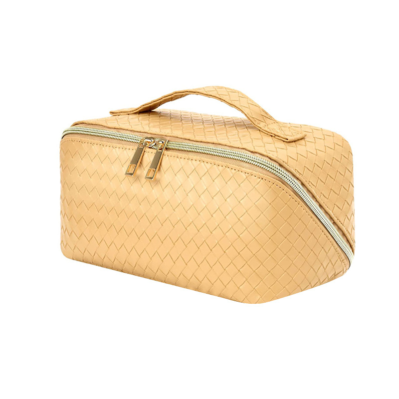 Чанта за козметични четки и козметика с голям капацитет, водоустойчива, PU кожа, райета, унисекс