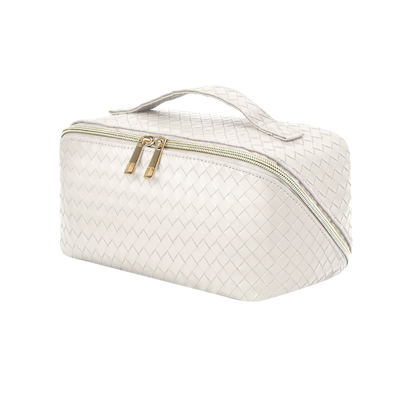 Чанта за козметични четки и козметика с голям капацитет, водоустойчива, PU кожа, райета, унисекс