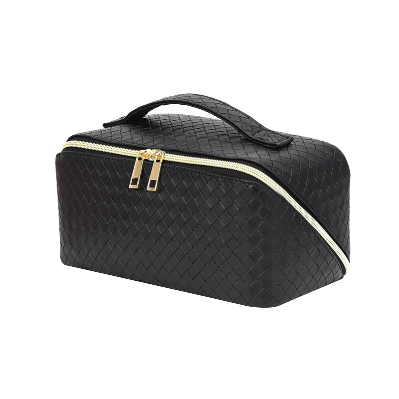 Чанта за козметични четки и козметика с голям капацитет, водоустойчива, PU кожа, райета, унисекс