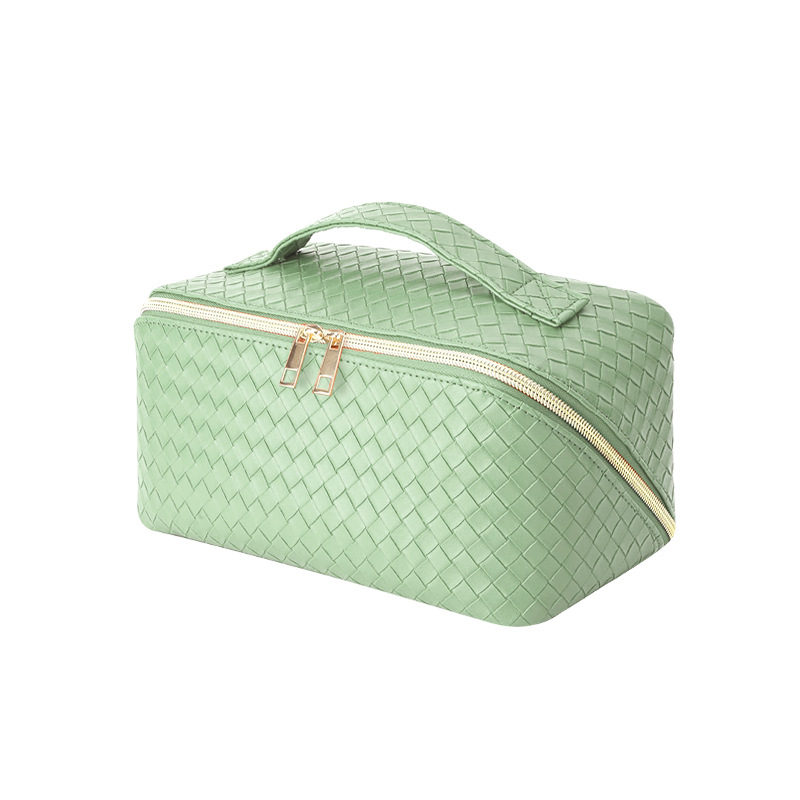 Чанта за козметични четки и козметика с голям капацитет, водоустойчива, PU кожа, райета, унисекс