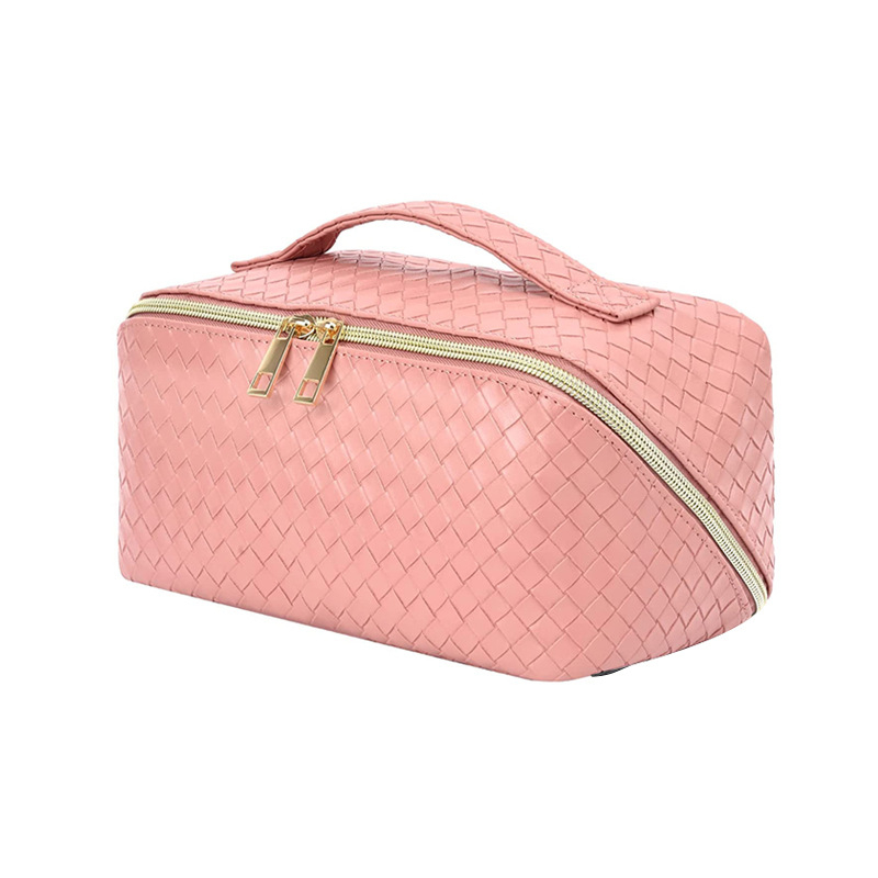 Чанта за козметични четки и козметика с голям капацитет, водоустойчива, PU кожа, райета, унисекс