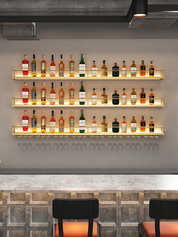 Обикновен стенен шкаф за вино, стенен държач за чаши за вино за бар плот, обърнат с главата надолу висящ шкаф за вино, лек лукс.