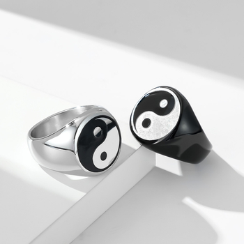 Unisex prsten od titanijskog čelika s motivom Tai Chi Yin Yang riba, vintage stil, zimsko izdanje 2025