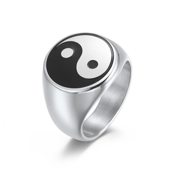 Unisex prsten od titanijskog čelika s motivom Tai Chi Yin Yang riba, vintage stil, zimsko izdanje 2025