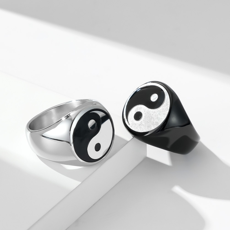 Unisex prsten od titanijskog čelika s motivom Tai Chi Yin Yang riba, vintage stil, zimsko izdanje 2025