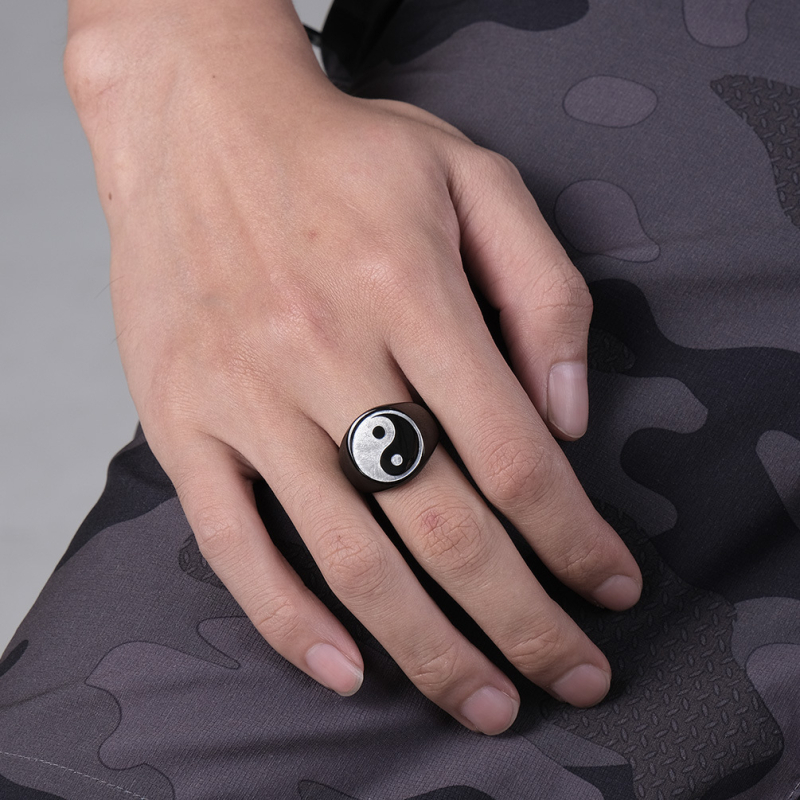 Unisex prsten od titanijskog čelika s motivom Tai Chi Yin Yang riba, vintage stil, zimsko izdanje 2025