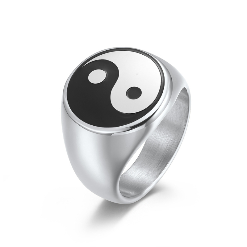 Unisex prsten od titanijskog čelika s motivom Tai Chi Yin Yang riba, vintage stil, zimsko izdanje 2025
