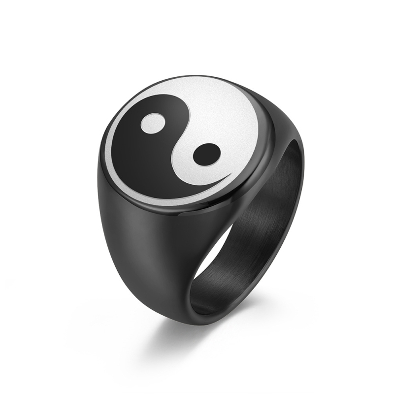 Unisex prsten od titanijskog čelika s motivom Tai Chi Yin Yang riba, vintage stil, zimsko izdanje 2025