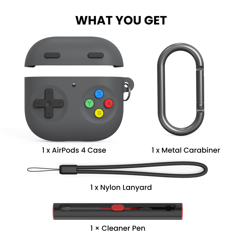 Carcasă din silicon pentru AirPods 4, cartoon Soft-Shell, DD10, fabricație cu adeziv