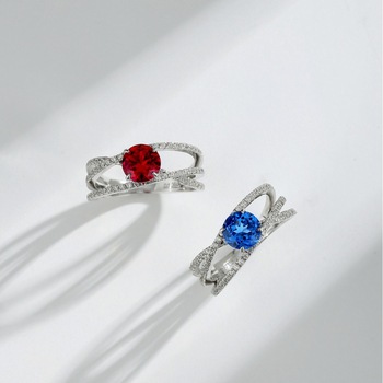 Geometrijski prsten od 925 srebra s postavljenim kamenjem, Kangzhina Jewelry – originalni dizajn za žene