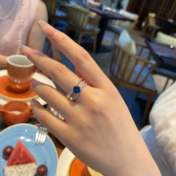 Geometrijski prsten od 925 srebra s postavljenim kamenjem, Kangzhina Jewelry – originalni dizajn za žene
