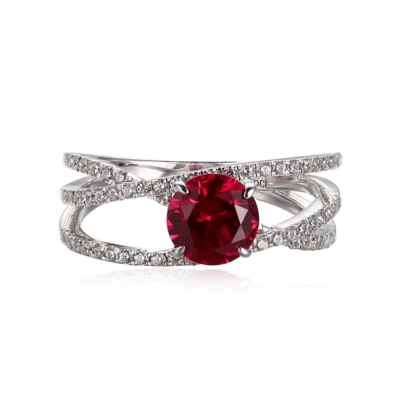 Geometrijski prsten od 925 srebra s postavljenim kamenjem, Kangzhina Jewelry – originalni dizajn za žene