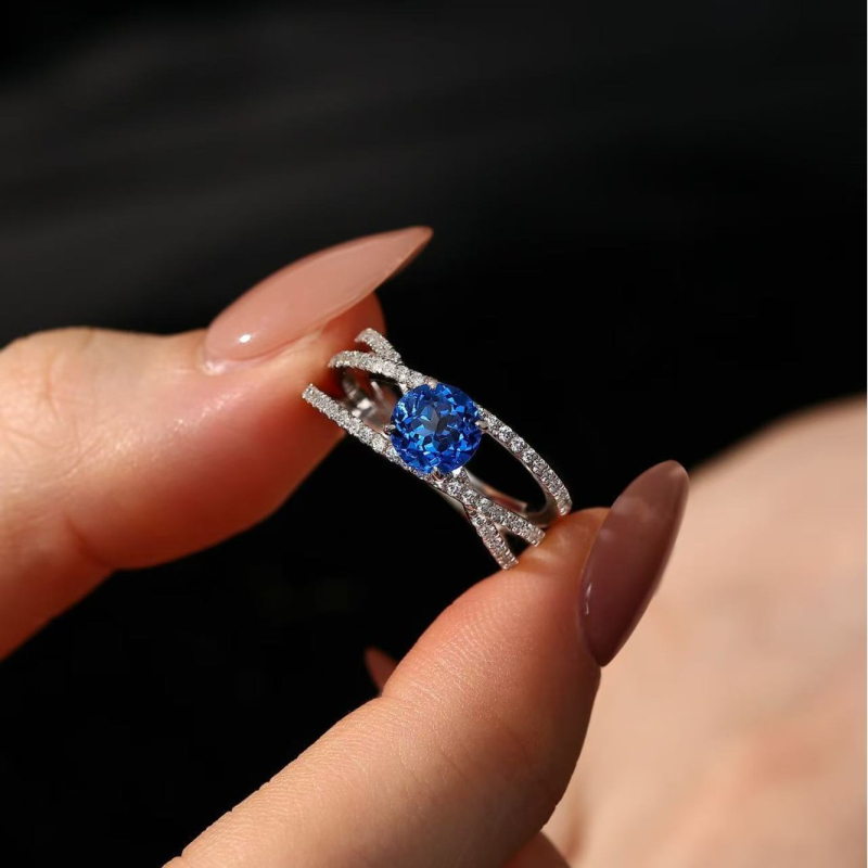 Geometrijski prsten od 925 srebra s postavljenim kamenjem, Kangzhina Jewelry – originalni dizajn za žene