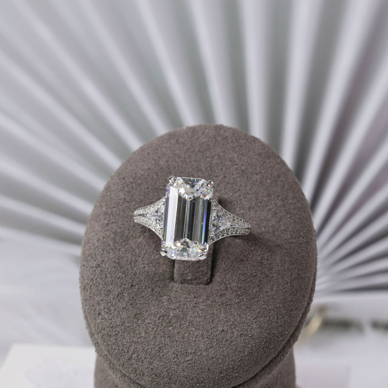 Geometrijski prsten s postavljenim dragim kamenom, Yuhan Jewelry, srebro 925, retro stil