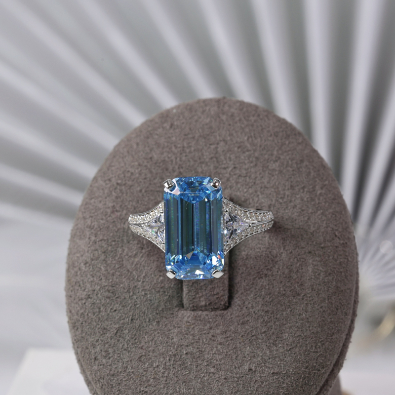Geometrijski prsten s postavljenim dragim kamenom, Yuhan Jewelry, srebro 925, retro stil