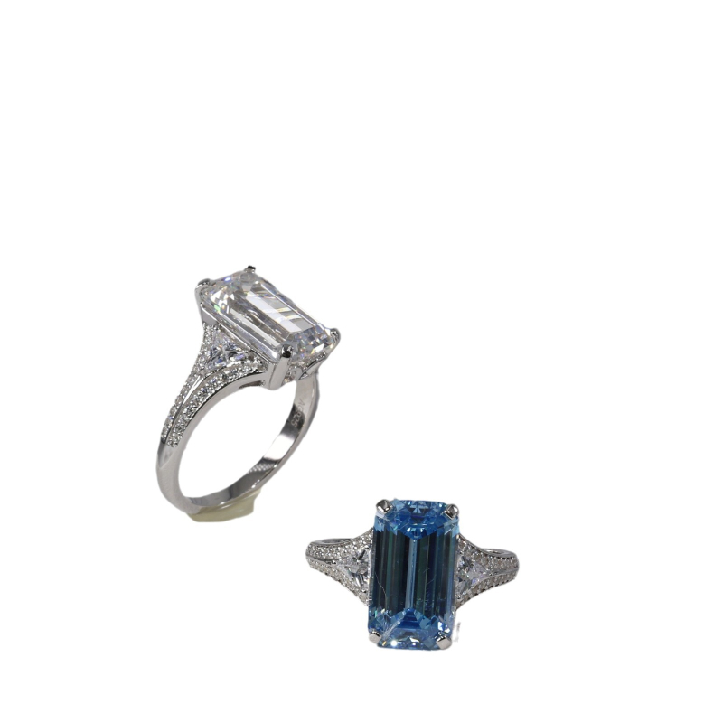 Geometrijski prsten s postavljenim dragim kamenom, Yuhan Jewelry, srebro 925, retro stil