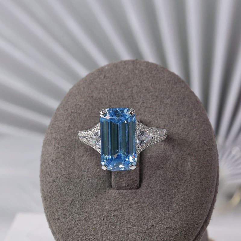 Geometrijski prsten s postavljenim dragim kamenom, Yuhan Jewelry, srebro 925, retro stil