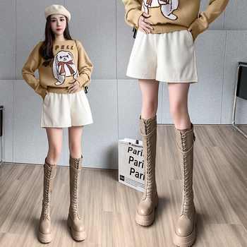 Бременни къси панталони Chenille – свободен силует, 3/4 дължина, абдоминална поддръжка